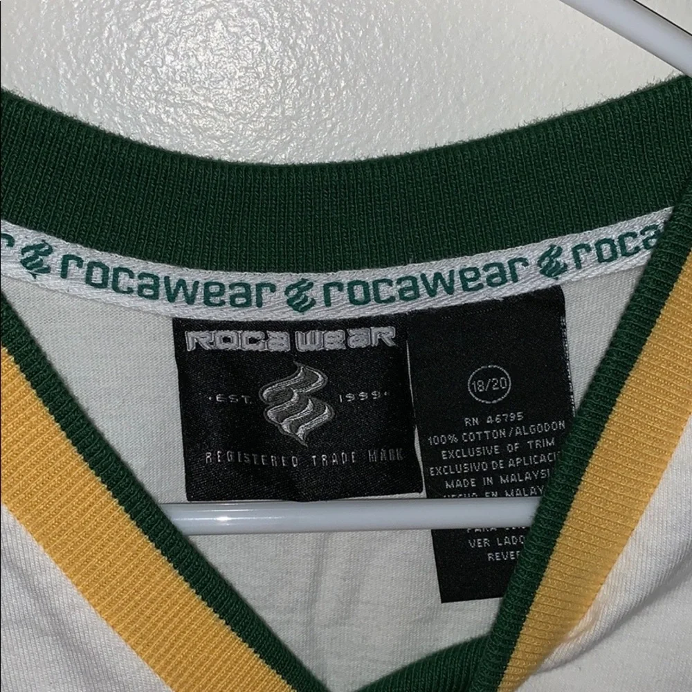 Vintage Boy’s Sz 18 Rocawear Tank top/Jersey green/white/yellow - Picture 4 of 6